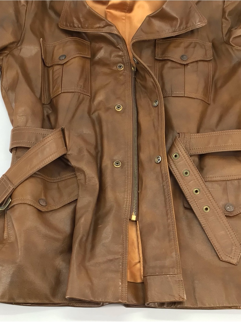 Vintage 70s Kawasaki Dealer Only RARE Genuine Leather Jacket Sz Large Brown Z-1 - Picture 10 of 16
